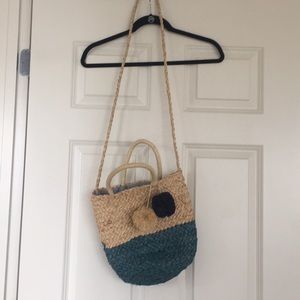 Hat Attack Straw Cross Body w/Pom Pom